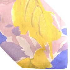House of Arden Vtg Yellow Pink Blue Floral Made in USA Tie Retro 80s 57" x 3.5"