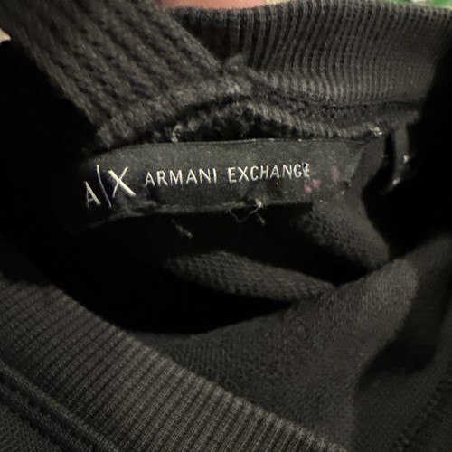 Armani Exchange AX Women’s Large Gold Logo Crew Neck Pullover Sweatshirt Black - Picture 3 of 7