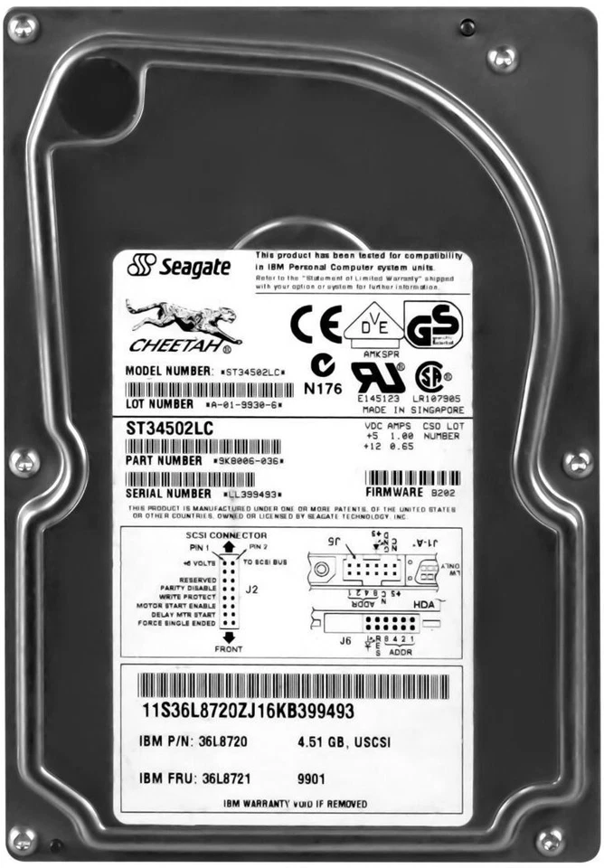 Disco Rigido IBM 36L8721 36L8720 ST34502LC 4.5GB 10K SCSI U80 3.5'' - Image 3 of 3