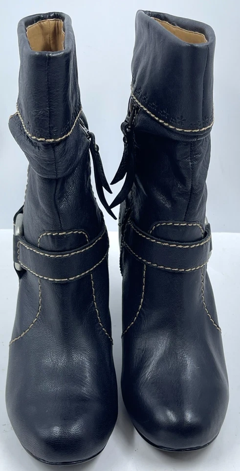 Botines Fossil para mujer 7 de cuero negro con cremallera lateral botín plegable holgado Foto 4 de 4