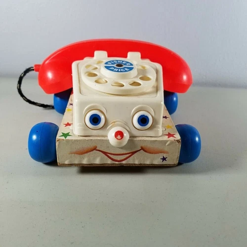 Fisher Price Phone Pull Toy Chatter Moving Eyes #747 Vintage 1961 No Pull String