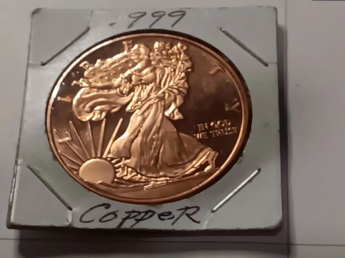 Walking liberty .999 fine copper coin!unc!! - Foto 1 di 5