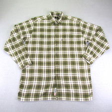 Vintage Levis Shirt Mens Medium Green Plaid Flannel Blue Tab Button Up 90s Work