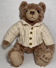 FAO Schwarz Teddy Bear 2017 Knit Sweater Beige Stuffed Animal Toy Plush