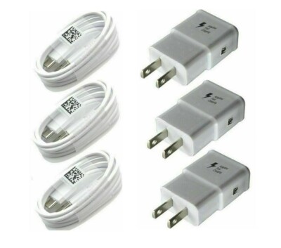 3set Fast Charger Wall Adapter +USB/Type C Charging Cable For Samsung Cell Phone