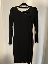 DAVID MEISTER Black Shoulder Twist Asymmetric Long Sleeve Knee Length Dress Sz 8