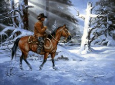 Wall art Cowboy in the silent Oil painting Giclee Art HD printed on canvas L3207
