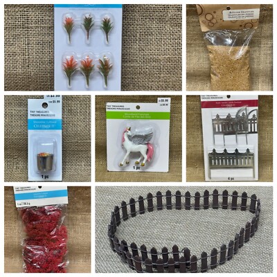 Celebrate It Tiny Treasures & More - Sand, Crab In Bucket, Fence, Unicorn, Plant