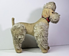 Vintage Steiff 1960's Poodle Glass Eyes Fully Jointed Red Collar No Button