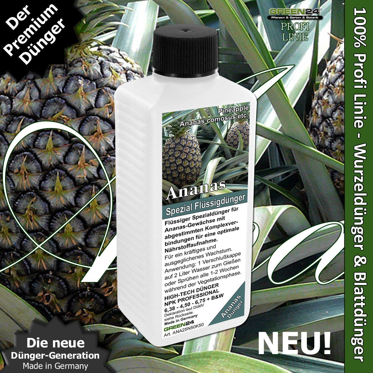Ananas-Dünger HIGH-TECH NPK für Ananas comosus Pflanzen in Beet und ...