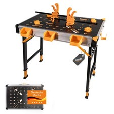 Mobile Werkbank, Werktisch mit über 450 kg Tragkraft, Klappwerkbank mit viel Zub