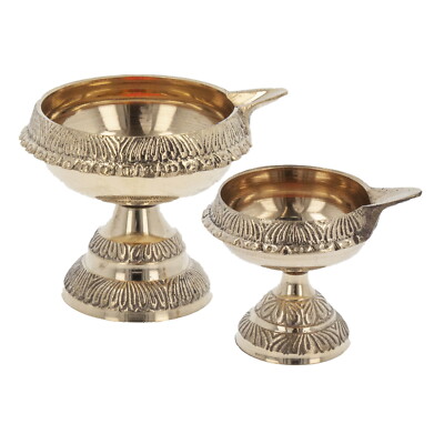 Messing Diya Kuber Deepak Öllampe Diva Hindu Puja religiös Arti Diwali Tempel
