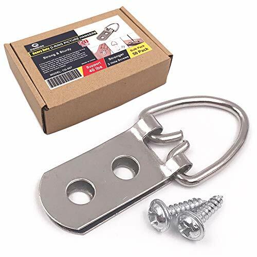 Comdox 50 Heavy Duty Hanging D Ring Picture Frame Hangers Double Hole With Screws for sale