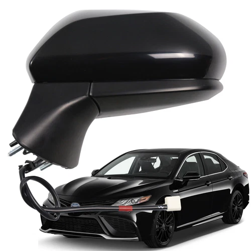 Left Driver Side Mirror for Toyota Camry 2018-2024 Black Power Adjustable Mirror