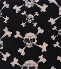 Alexander Henry Fabric BTY, Skull and Bones, Dark Black, 8870B, TheFabricEdge