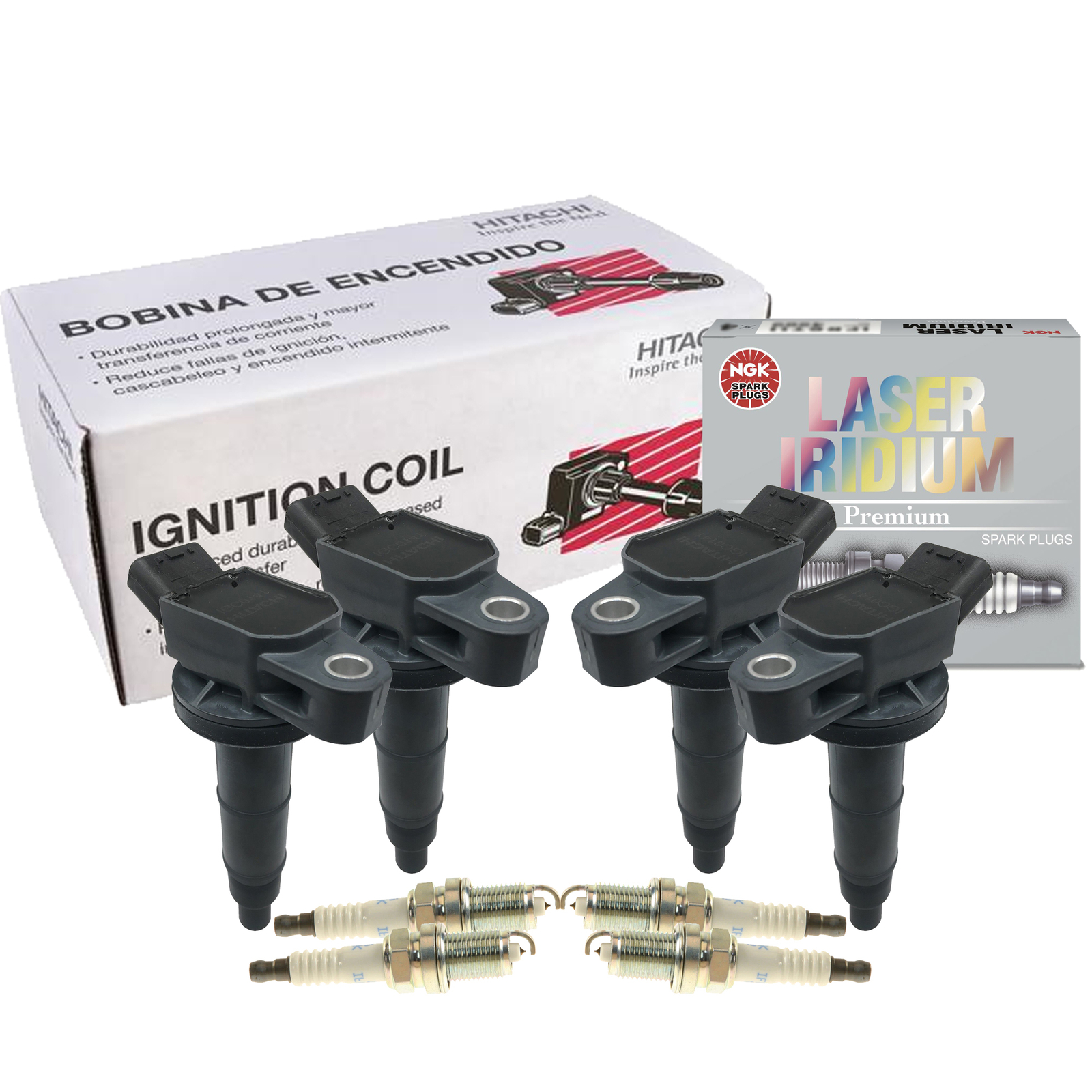 Hitachi 4 Ignition Coils NGK 4 Laser Iridium Spark Plugs Kit For Lexus Toyota L4