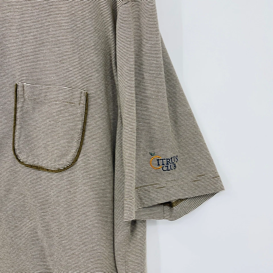 Tommy Bahama Mens M Brown Stripe Short Sleeve 18 Golf Polo Shirt Cotton - Image 3 of 4