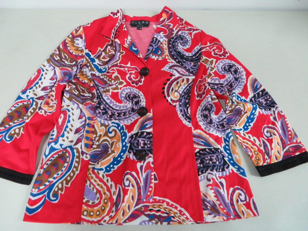 Liola FLAMM Wien stretch 34 sleeve w.braid~ shirt floral multi 46 NWOT |  eBay