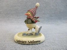 Blossom Bucket SUZI Skoglund Skating Snowman Winter Welcome Figurine Whimsical