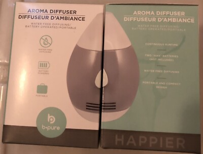 Lot of 2x B-pure Portable Mini Aroma Diffuser Water Free Battery Operated
