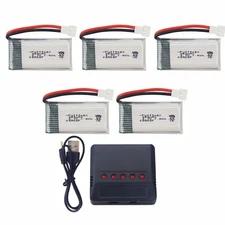 Fytoo 5PCS 3.7V 380mAh Lithium Battery with 5 in 1 Charger for Hubsan X4 H107...