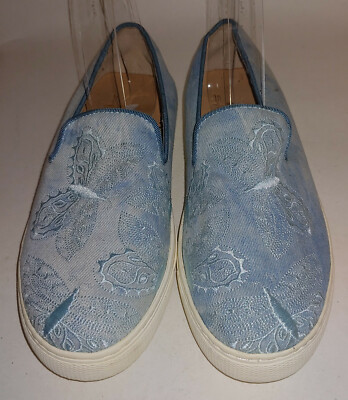 Sylvia Noster Blue Flats Loafers 6 NEW NWOB Butterfly Tie-Dyed Embroidered