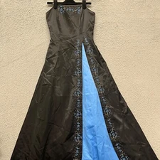 Vtg Morgan Co Prom Dress Womens 5/6 Black Strapless Gown 90s Y2K Gothic Floral