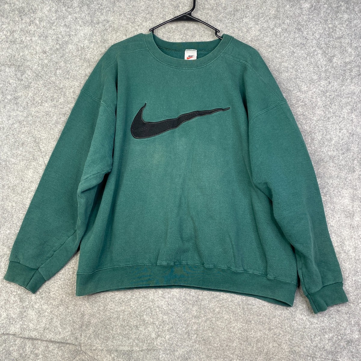 VTG 90s Nike Green Swoosh Big Logo Crewneck Sweatshirt Made in USA