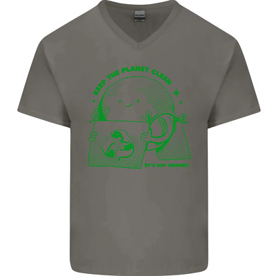 Climate Change Keep the Planet Clean Herren V-Neck Cotton Maglietta