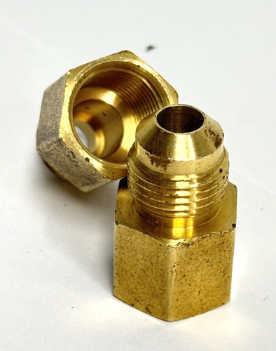2-Pk Brass Fitting 3/8 Flare Male x 3/8 Flare FIP Thread Tube Adapter