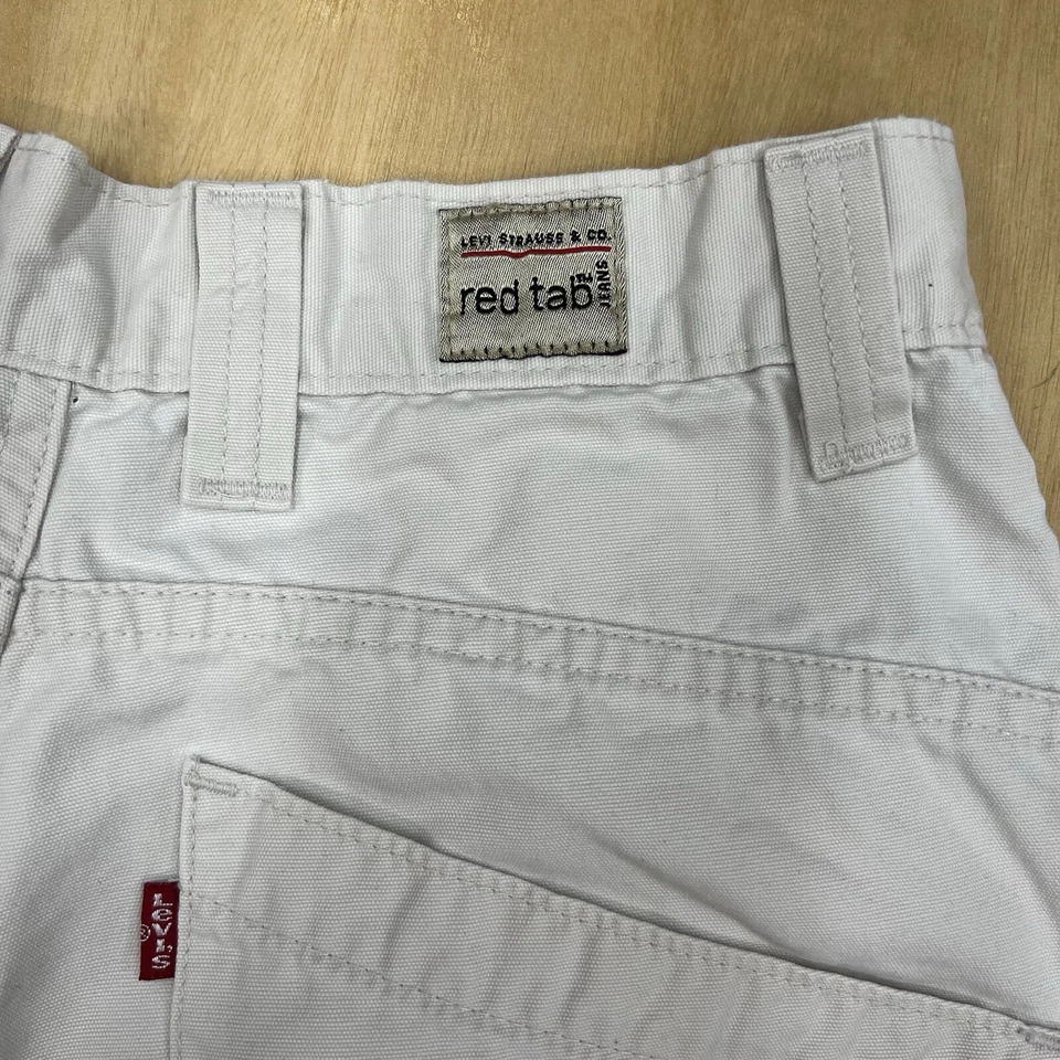 Pantalones Cortos De Colección Levi’s Mujer 29x12 Rojo Tab 579 Algodón Blanco Y2K Retro Deadstock Foto 4 de 4