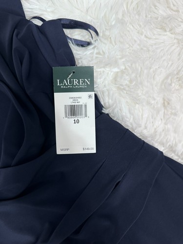 LAUREN RALPH LAUREN DARK BLUE JUMPSUIT, CROSSOVER TOP, SPLIT SHOULDER, SIZE 10 - Picture 6 of 17