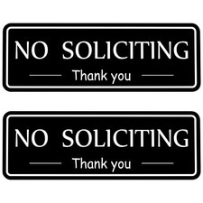 2 Pack No Soliciting Sign for House, Strong Self-Adhesive No Soliciting Sign,...