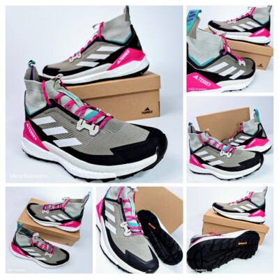 US 12 Adidas Men's Khaki Black Pink White Boost Comfort Terrex Free Hiker 2 NIB