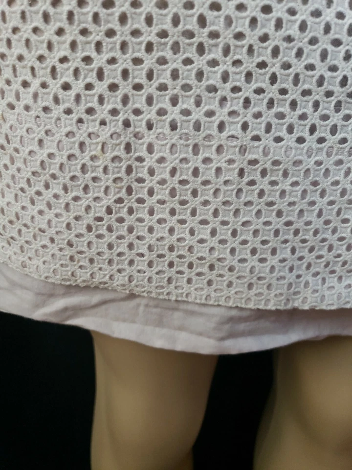 Vestido para mujer Marc By Marc Jacobs blanco ojales rosa lazo interior hombro talla 4 #W2 Foto 3 de 4