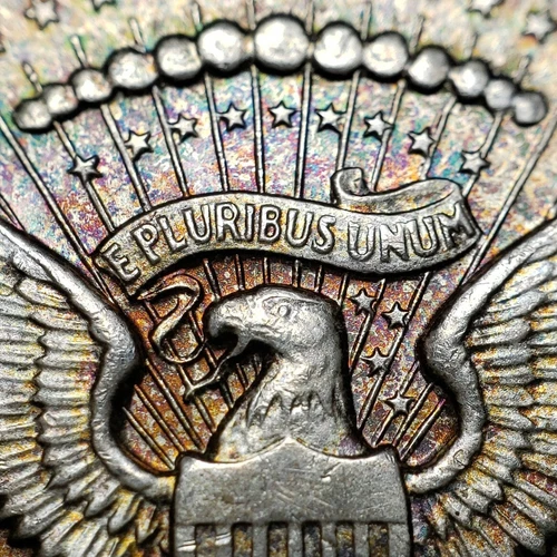 1964 50c Kennedy Silver Half Dollar - Intricate Toning - BU - SKU-H2502