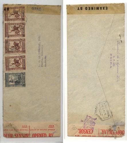 Mozambique double censor cover to US AT0627