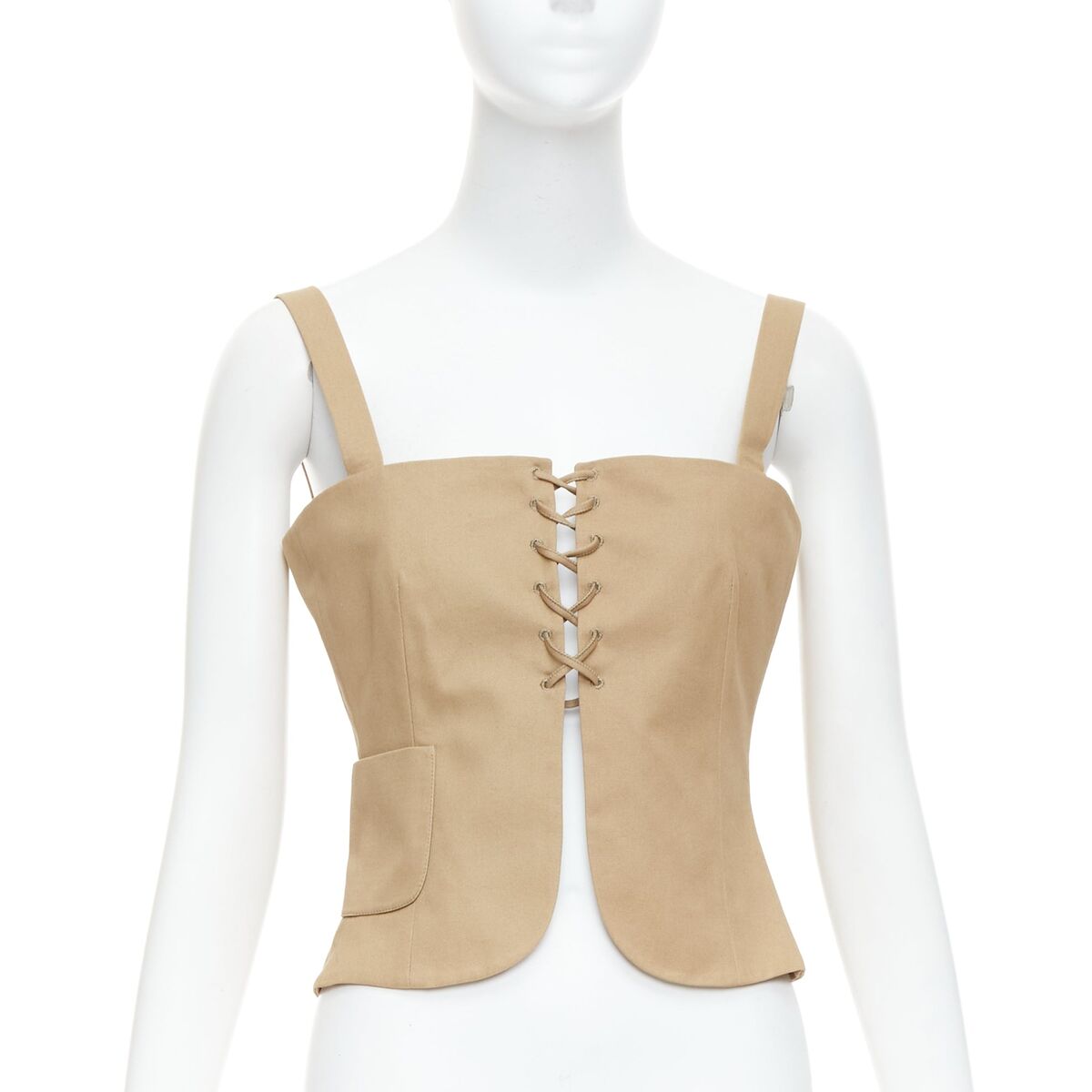 rare MIU MIU 1998 Runway Vintage khaki lace up bustier rare MIU MIU 1998 Runway Vintage khaki lace up bustier