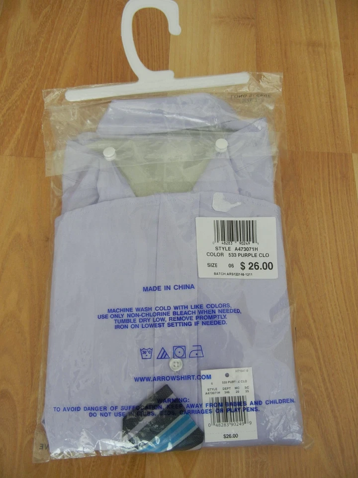 ARROW МАЛЬЧИКОВ РУБАШКА РАЗМЕР 6 ДЛИННЫМ РУКАВОМ W/СООТВЕТСТВУЮЩИЙ ГАЛСТУК РЕКОМЕНДУЕМАЯ РОЗНИЧНАЯ ЦЕНА ПРОИЗВОДИТЕЛЯ $26 - Изображение 2 из 2