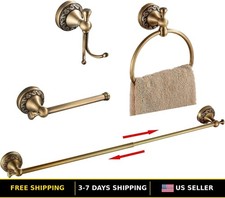 Antique Brass Towel Bar Set - Adjustable 4-Pack Bathroom Rack, Wall-Mounted
