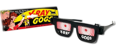 Retro X-RAY GOGGLES GLASSES Hypnotic See Thru Skin Bones Clothing Joke Gag Prank