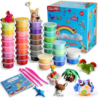 ESAND Air Dry Clay - 36 Farben Modelliermasse bestes Geschenk für Kinder, ultraleicht