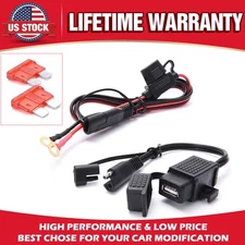 2.1A Waterproof Motorcycle SAE To USB Cable Adapter Phone GPS New Charger Outlet