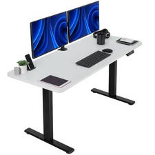 VIVO Electric 60” x 24” Stand Up Desk | White Table Top, Black Frame