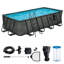 Funsicle 18' x 9' x 52" Oasis Rectangle Outdoor Above Ground Swimming Pool, Gray