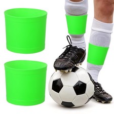 Silicone Soccer Leg Bands, Coned-Shape Shin Guard Straps 1 Pair & Small & Green