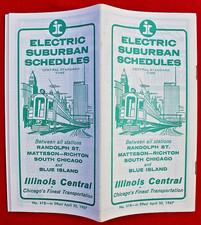1967 Illinois Central Railroad Blue Island Suburban Schedule Matteson IL Railway