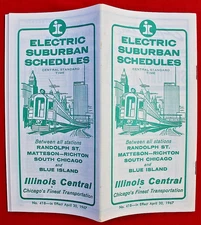 1967 Illinois Central Railroad Blue Island Suburban Schedule Matteson IL Railway