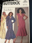 MISSES' BUTTERICK PATTERN #3495-DRESS,FLARED SKIRT-SIZE 6-8-10 (1985) NEW