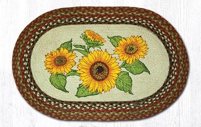 Earth Rugs OP-300 Sunflowers Oval Patch 20'' x 30''